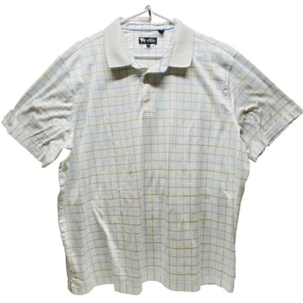 Hart Schaffner Marx Shirt Men's XXL White Striped Luxury Cotton Short Sleeve 2XL